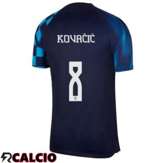 Maglie Calcio Croazia (KOVAČIĆ 8) Seconda Nero Blu Coppa Del Mondo 2022