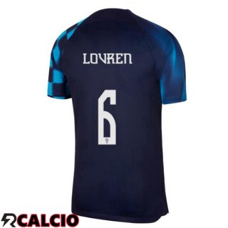 Maglie Calcio Croazia (LOVREN 6) Seconda Nero Blu Coppa Del Mondo 2022