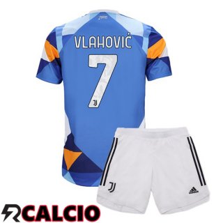 Quarto Maglia Juventus (VLAHOVIC 7) Bambino Blu 2021/2022