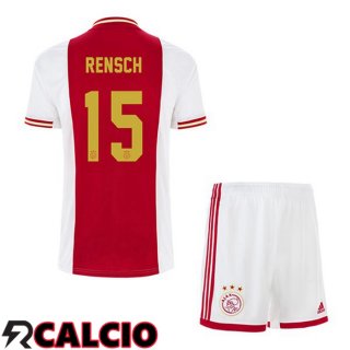 Prima Maglia AFC Ajax (Rensch 15) Bambino Bianco Rosso 22/23