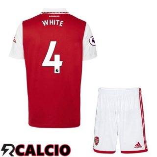 Prima Maglia Arsenal (WHITE 4) Bambino Rosso Bianco 2022/2023