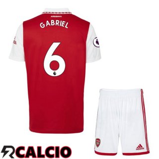 Prima Maglia Arsenal (GABRIEL 6) Bambino Rosso Bianco 2022/2023