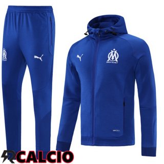 Insieme Tuta Calcio Giacca Con Cappuccio Marsiglia Blu 2021 2022