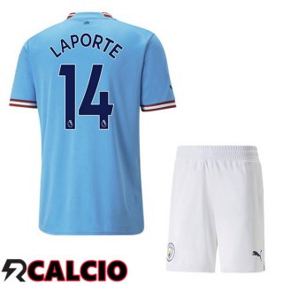 Prima Maglia Manchester City (Aymeric Laporte 14) Bambino Blu 2022/2023