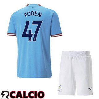Prima Maglia Manchester City (Phil Foden 47) Bambino Blu 2022/2023