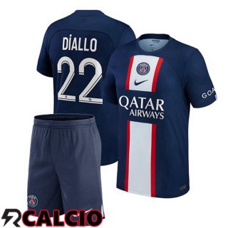Prima Maglia Paris PSG (Diallo 22) Bambino Blu Royal 22/23