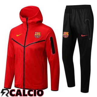 Insieme Giacca Con Cappuccio Tuta FC Barcellona Rosso 2022/2023