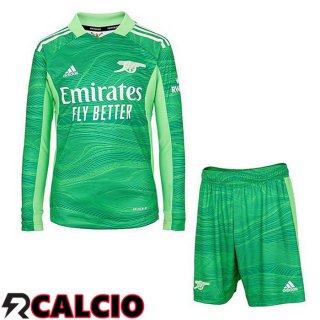Maglia Arsenal Giallo Manica Lunga Bambino Verde 2021 2022