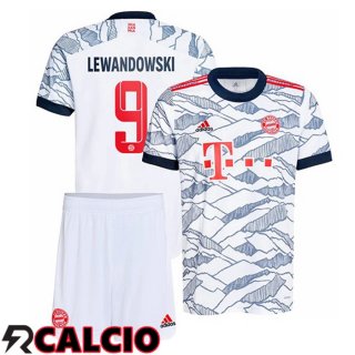 Terza Maglia Bayern Monaco (Lewandowski 9) Bambino Terza Bianco 2021 2022