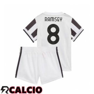 Prima Maglia Juventus (Ramsey 8) Bambino NeR2/Bianco 2021/2022