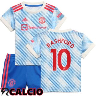 Seconda Maglia Manchester United (RASHFORD 10) Bambino Blu/Bianco 2021/2022