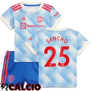 Seconda Maglia Manchester United (SANCHO 25) Bambino Blu/Bianco 2021/2022