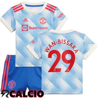 Seconda Maglia Manchester United (Wan-Bissaka 29) Bambino Blu/Bianco 2021/2022