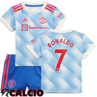 Seconda Maglia Manchester United (RONALDO 7) Bambino Blu/Bianco 2021/2022