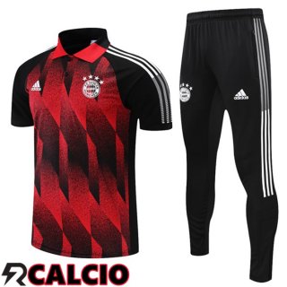 Maglia Polo Bayern Monaco + Pantaloni Rosso Nero 2021/2022