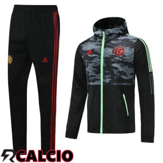 Giacca A Vento Tuta Calcio Manchester United Nero Verde 2021/2022