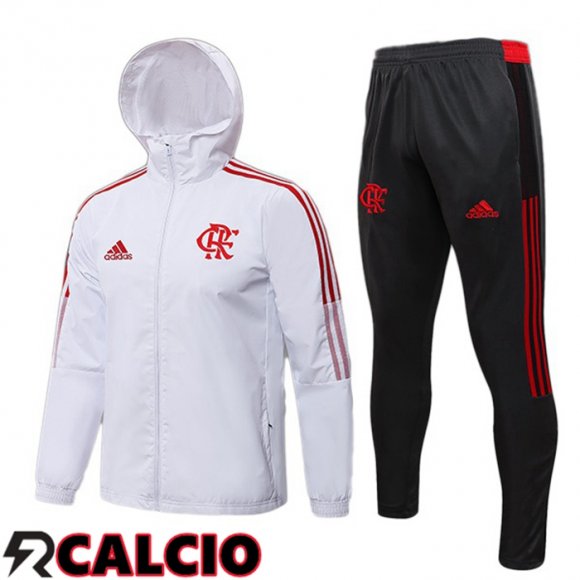 Giacca Con Cappuccio Tuta Calcio Flamengo Bianco 2021/2022