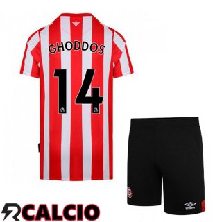 Prima Maglia Brentford FC (GHODDOS 14) Bambino Rosso/Bianco 2021 2022