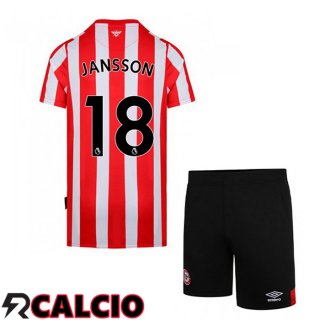 Prima Maglia Brentford FC (JANSSON 18) Bambino Rosso/Bianco 2021 2022