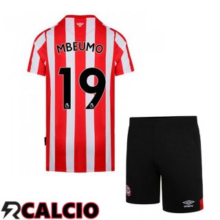 Prima Maglia Brentford FC (MBEUMO 19) Bambino Rosso/Bianco 2021 2022