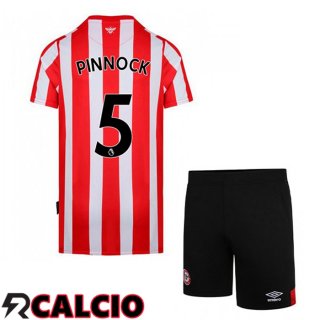 Prima Maglia Brentford FC (PINNOCK 5) Bambino Rosso/Bianco 2021 2022