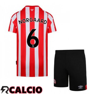 Prima Maglia Brentford FC (NORGAARD 6) Bambino Rosso/Bianco 2021 2022