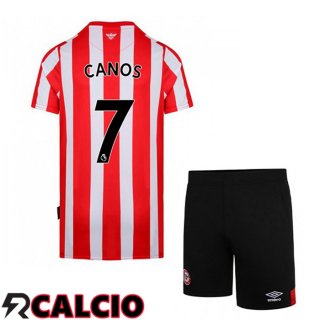 Prima Maglia Brentford FC (CANOS 7) Bambino Rosso/Bianco 2021 2022