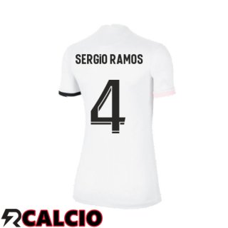 Seconda Maglia Paris PSG（Sergio Ramos 4）Donna Bianco 2021/2022