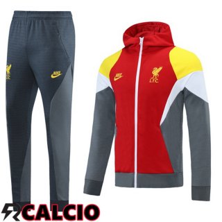 Giacca Con Cappuccio Tuta Calcio FC Liverpool Rosso Bianco Giallo 2021/2022