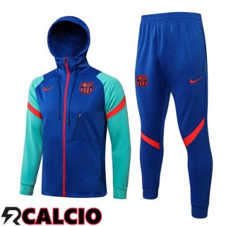 Giacca Con Cappuccio Tuta Calcio FC Barcellona Blu Verde 2021/2022