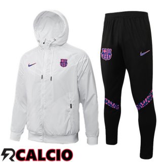 Giacca Con Cappuccio Tuta Calcio FC Barcellona Bianco 2021/2022
