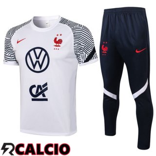 T Shirt Allenamento Francia + Pantaloni Bianco 2021/2022