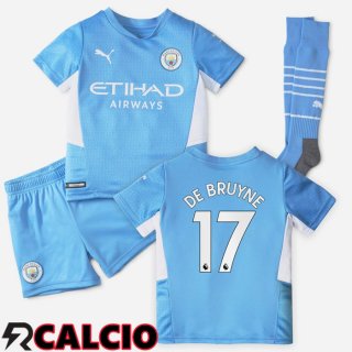 Prima Maglia Manchester City (DE BRUYNE 17) Bambino Azzurro 2021/2022