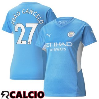 Prima Maglia Manchester City (João Cancelo 27) Donna Azzurro 2021/2022