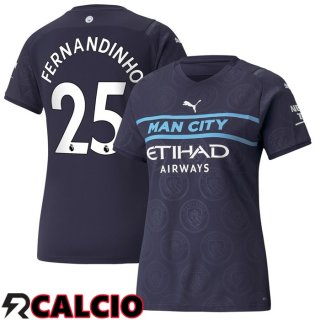 Terza Maglia Manchester City (FERNANDINHO 25) Donna Terza Nero 2021/2022