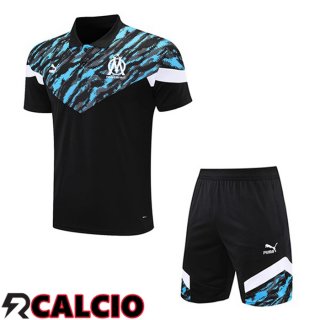 Maglia Polo Marsiglia + Pantalonicini Nero Blu 2021/2022