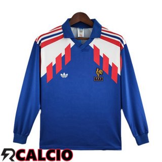 Prima Maglia Francia Retro Manica Lunga Blu 1988-1990